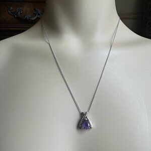 Artisan Pendant Necklace 18‎ Inch Purple Amethyst 925 Sterling 14K Plate 3.5g